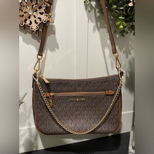 Michael Kors Brown and Gold Crossbody Bag